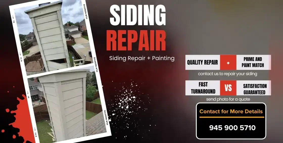 exterior siding on chimney replaced and painted