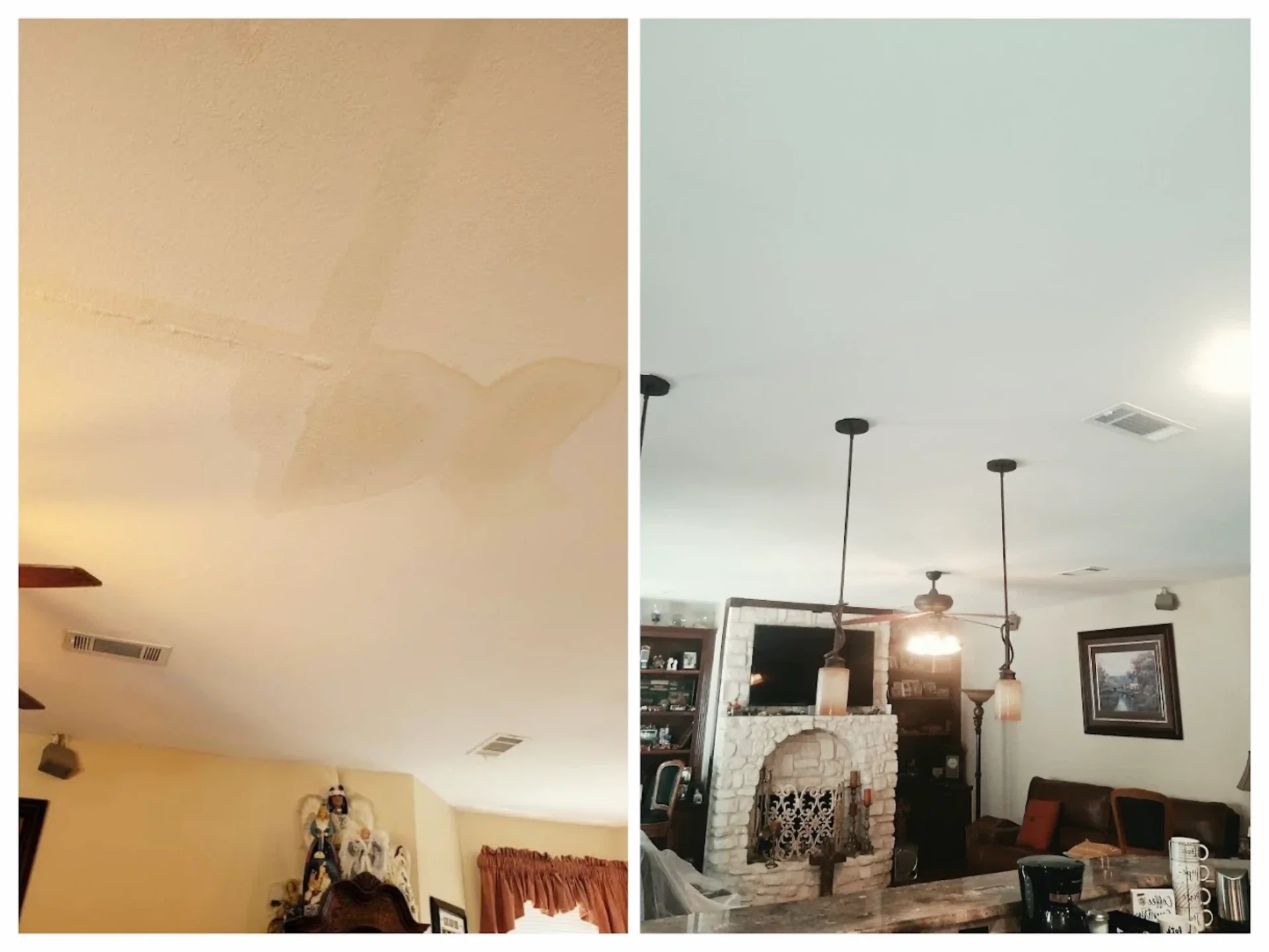 water stained ceiling repair and painting done 