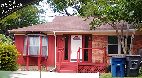 Farm red for front porch exterior in garland home, painted by House Paintign Triforce