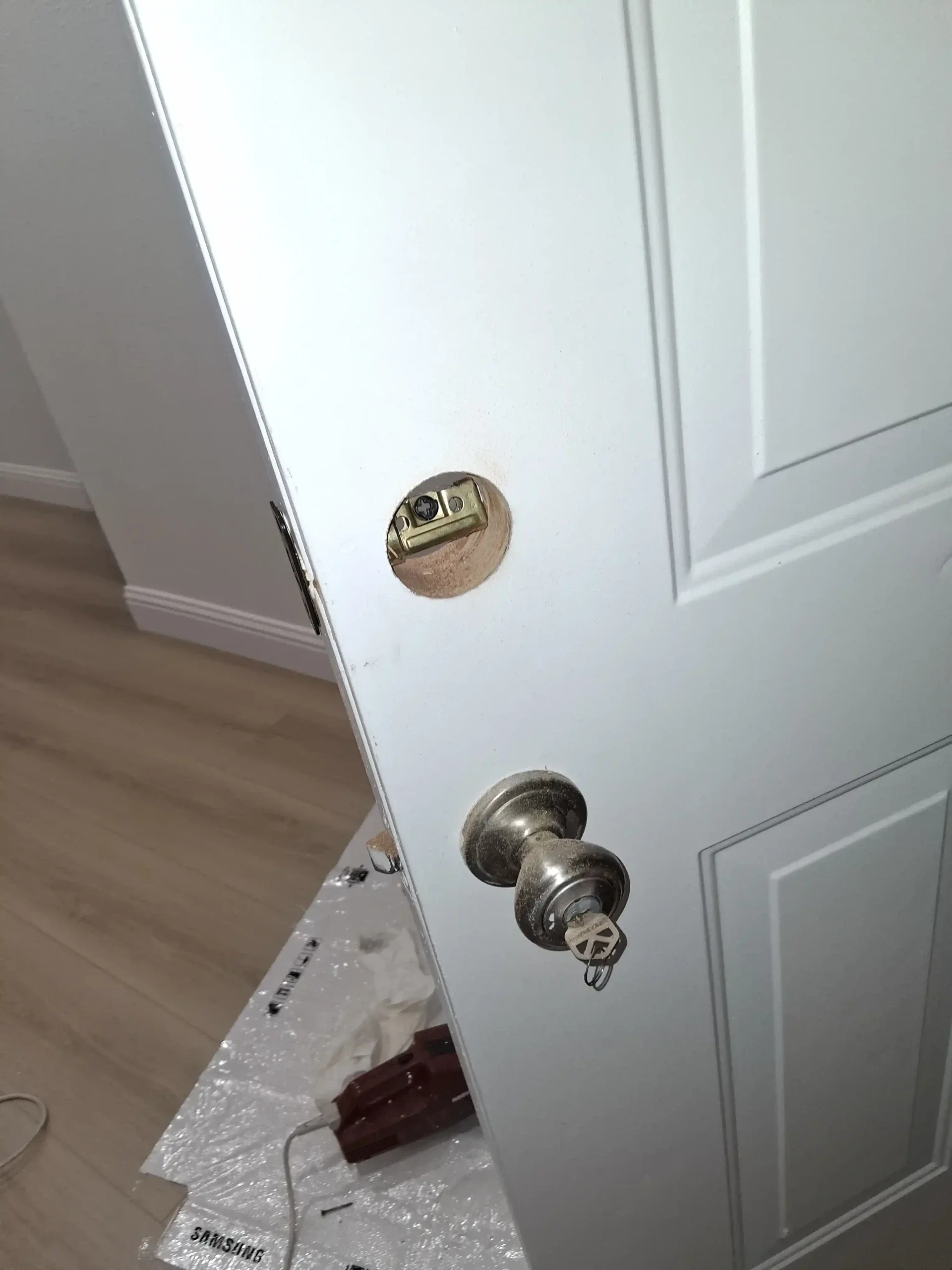 installing door handle kit and deadbolt