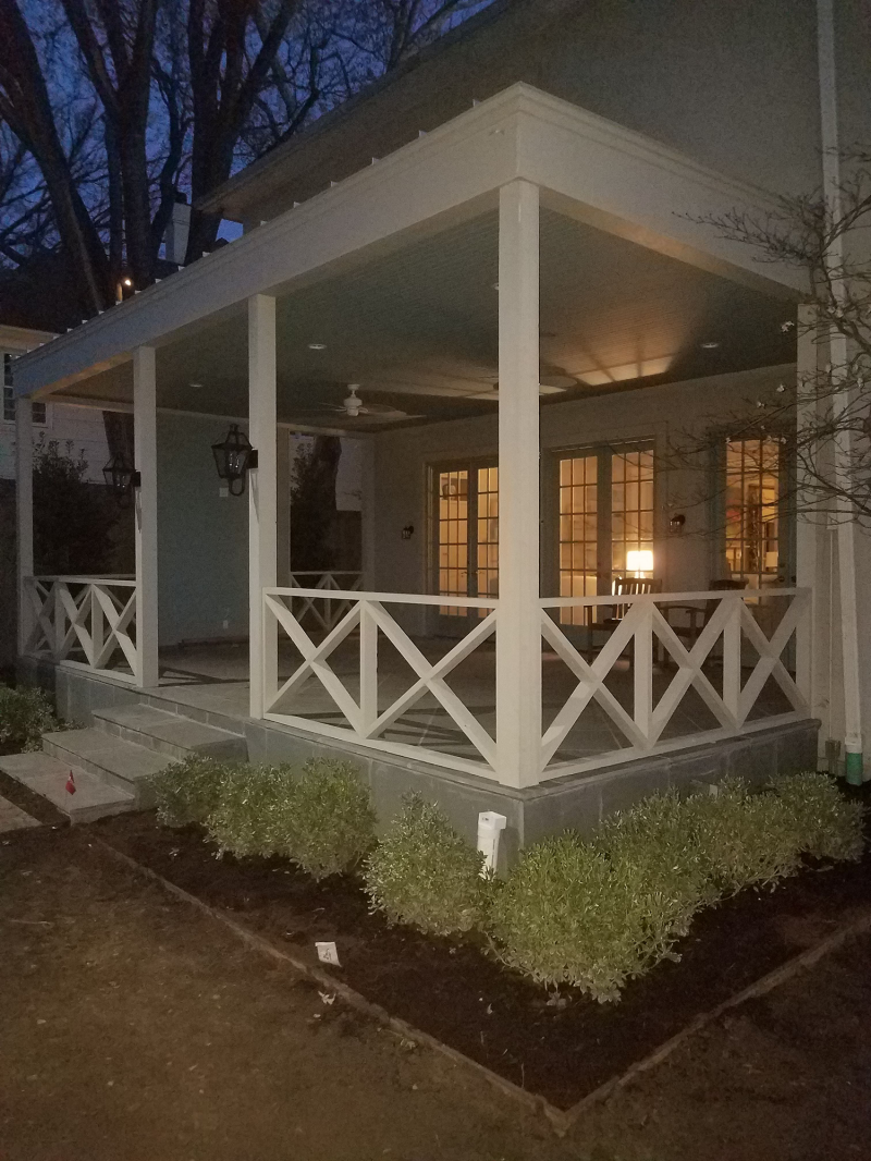 New patio deck in backyard painting completed