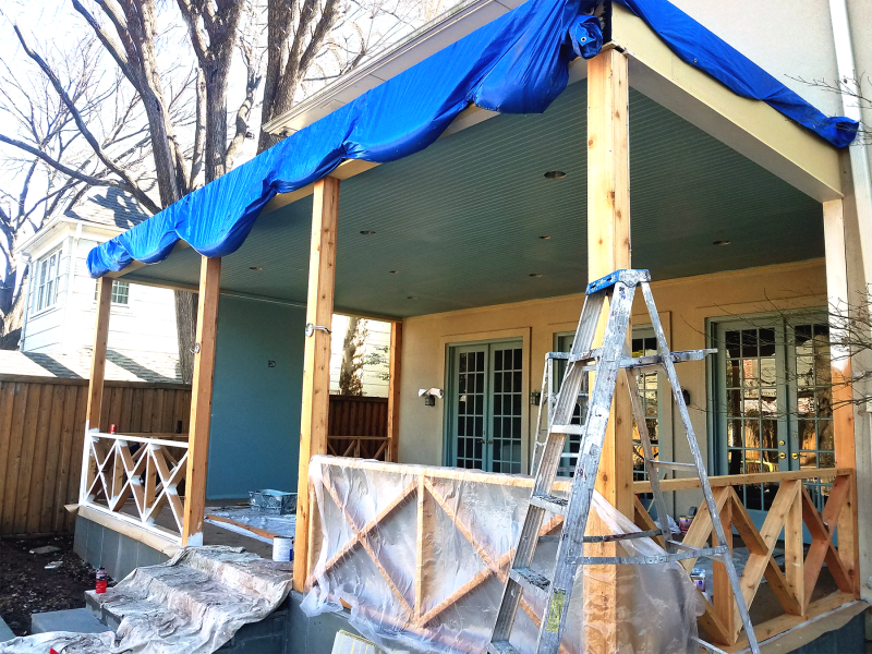 Before painting back patio siding painting, 6 ft ladder