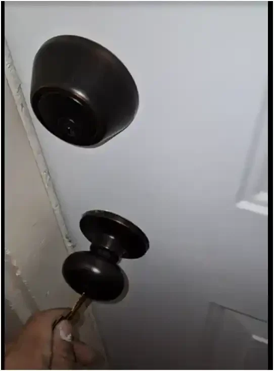 black  modern deadbolt installed
