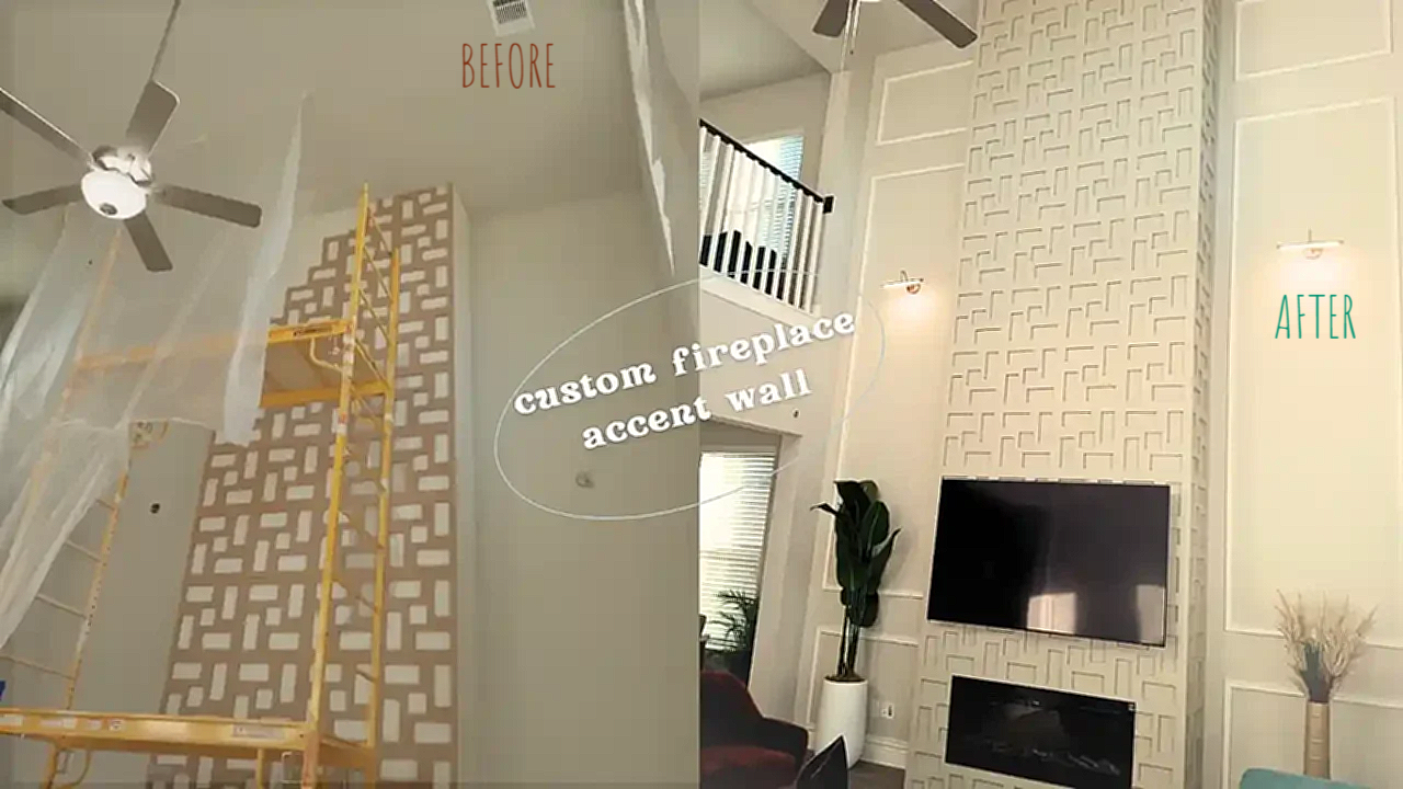 custom accent wall and fireplace tv media center
