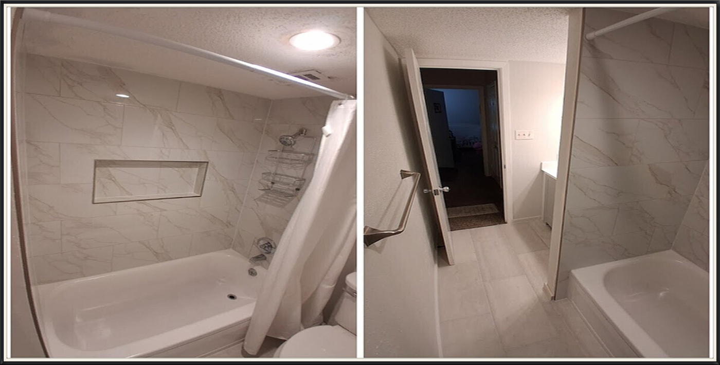 House painting, bathroom remodeling, and drywall repair service shown in this project photo