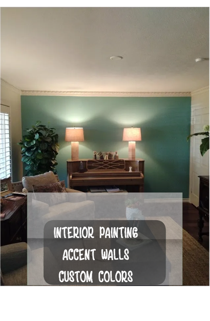living room with accent wall painted