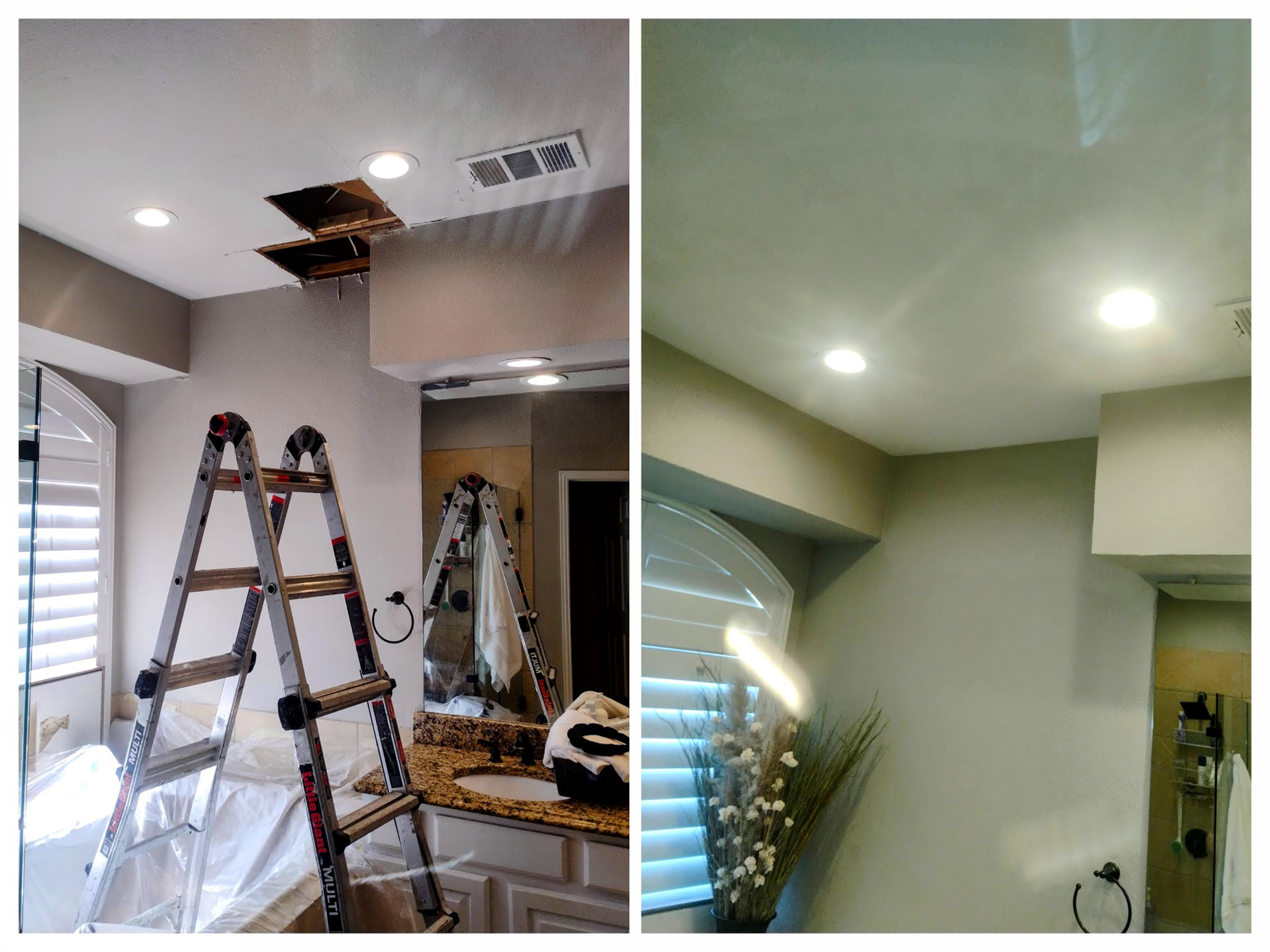 drywlal repair plus painting done right on bathroom ceiling 