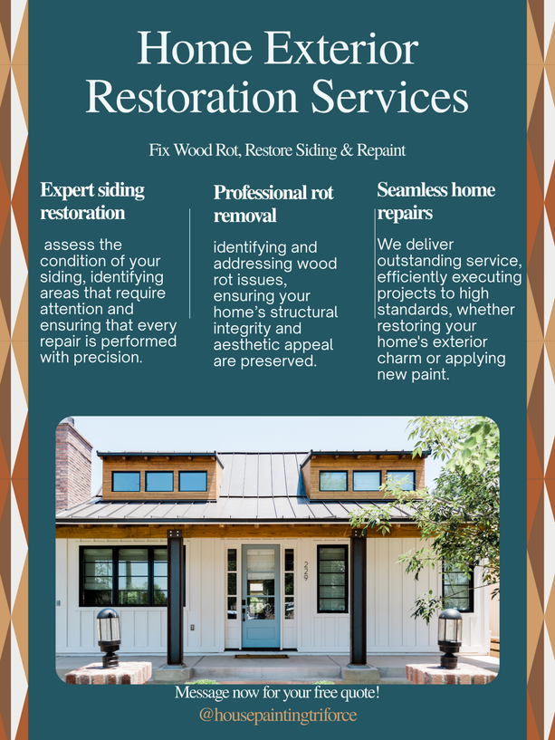 home exterior ad bulletin for house painting triforce in Dallas tx