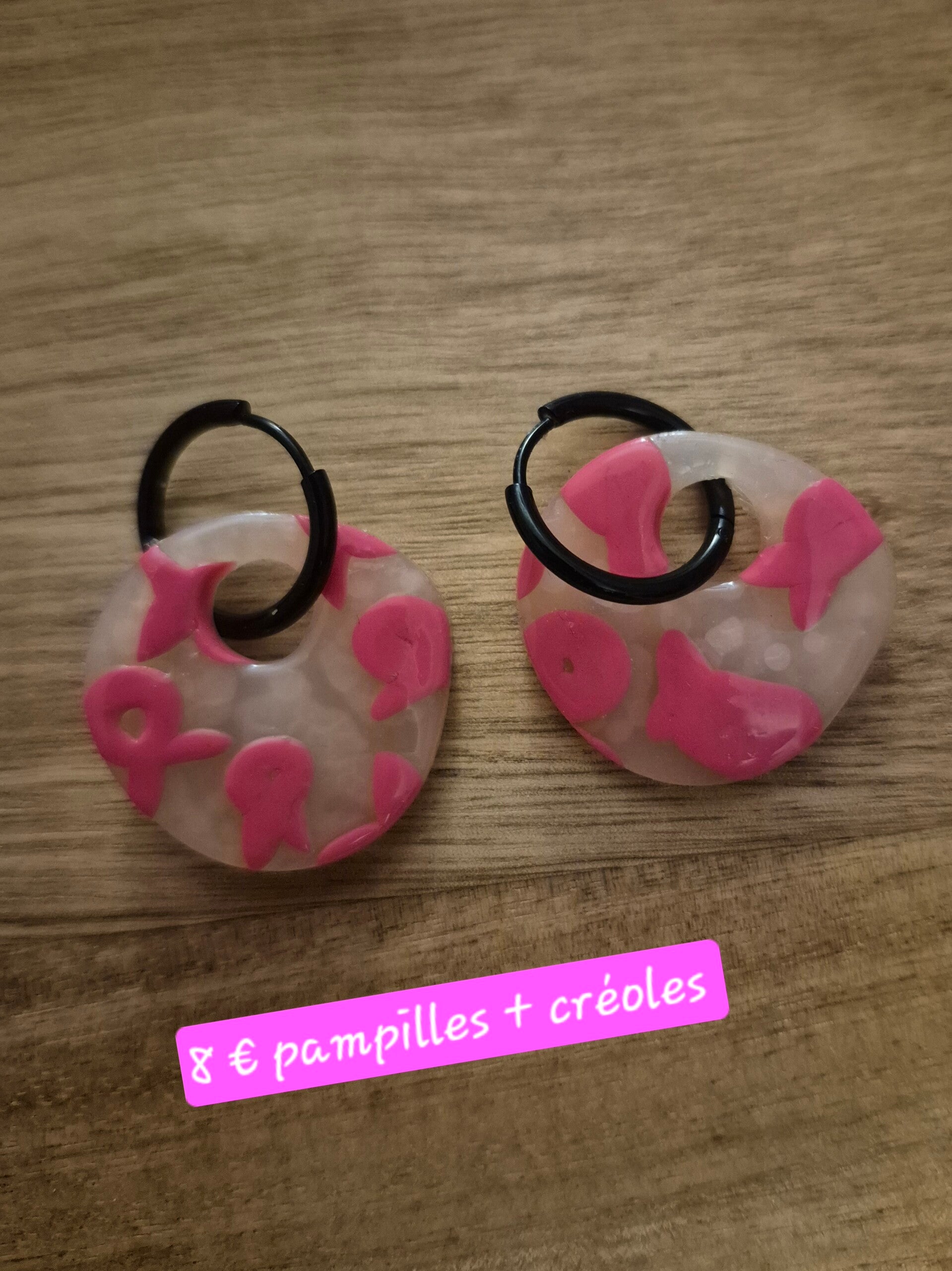 Pampilles et créoles ruban rose O 🎀🩷