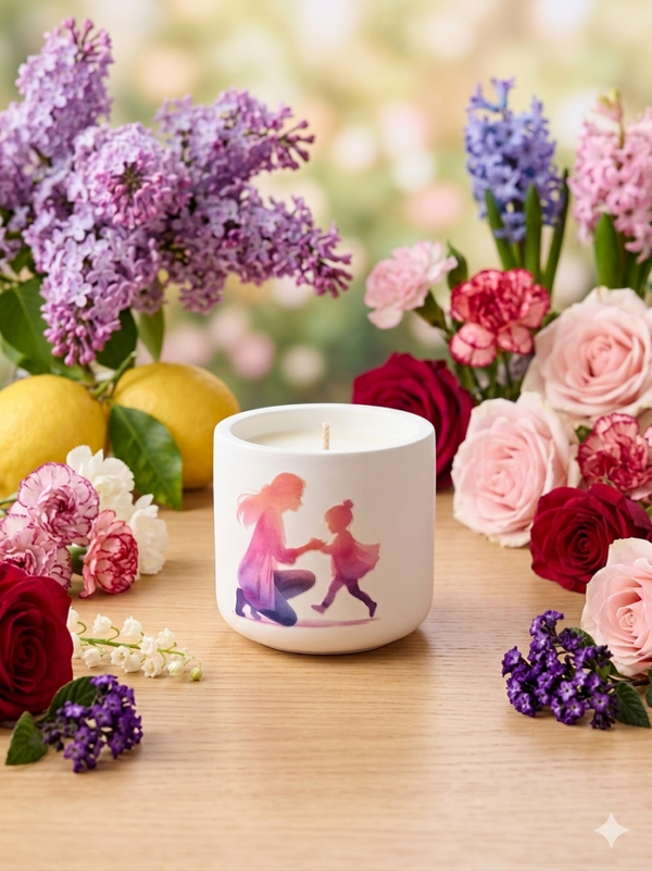 Bougie fête des mères "lilas"