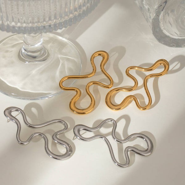 Retro geometrische oorringen Zilver