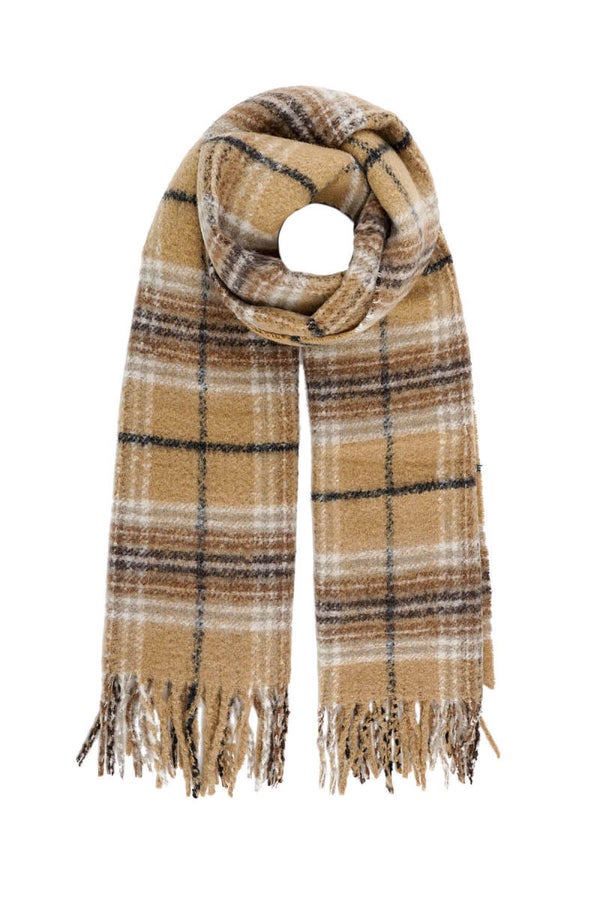Wintersjaal grote ruitprint - camel