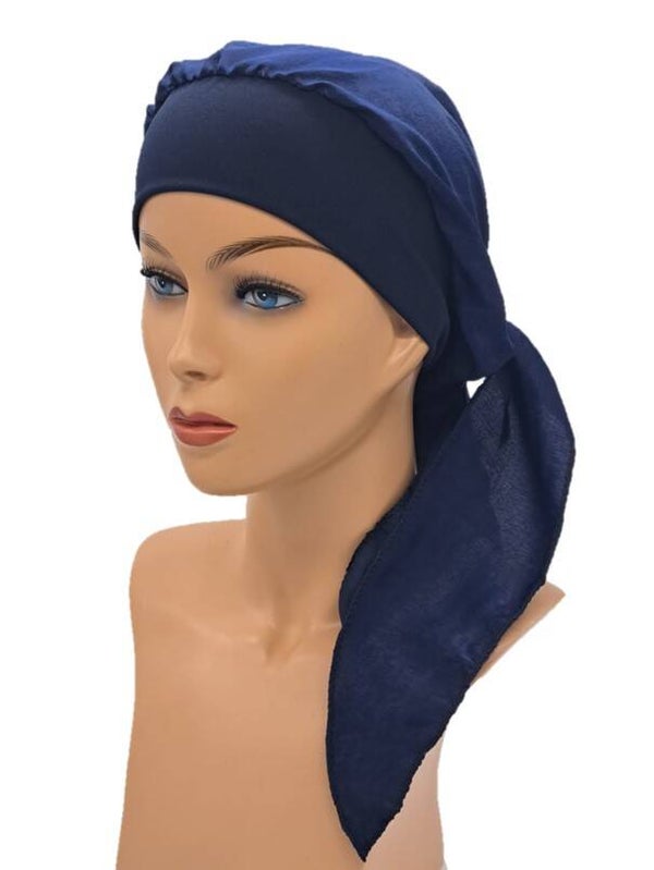 Chemo wikkelmuts - 1103 - Effen blauw