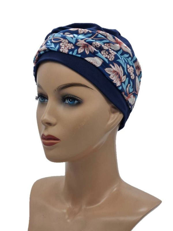 Turban Chemo mutsje Nina - Blauw gebloemd