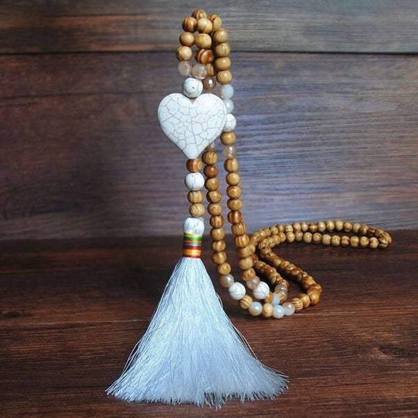 Houten kralenketting - Hart