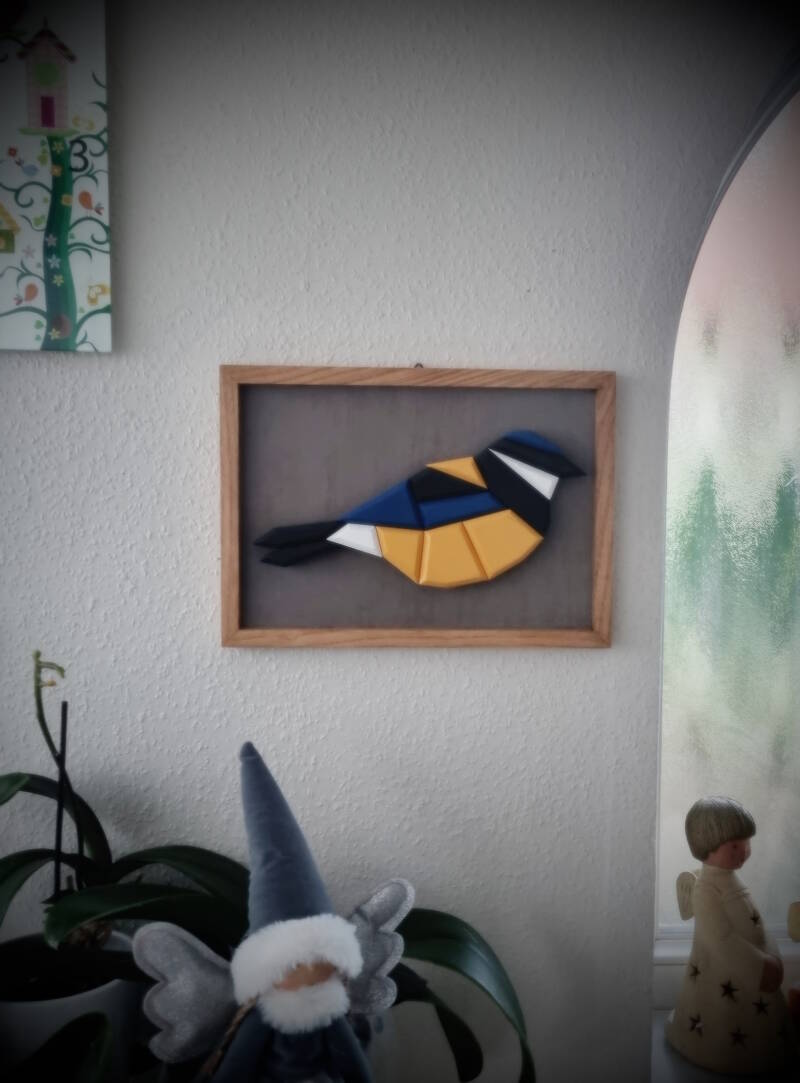 Tableau Origami "Mésange"
