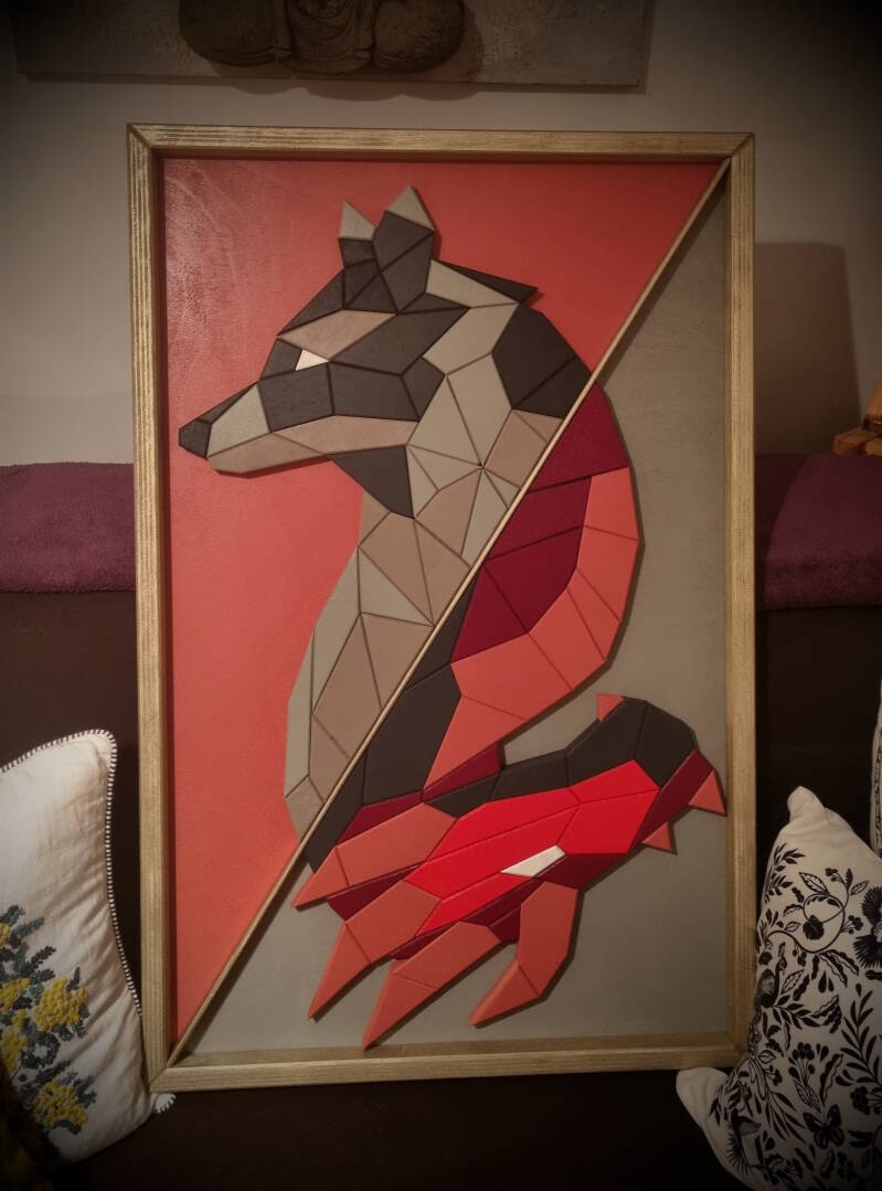 Tableau Origami "Loup/Dragon"