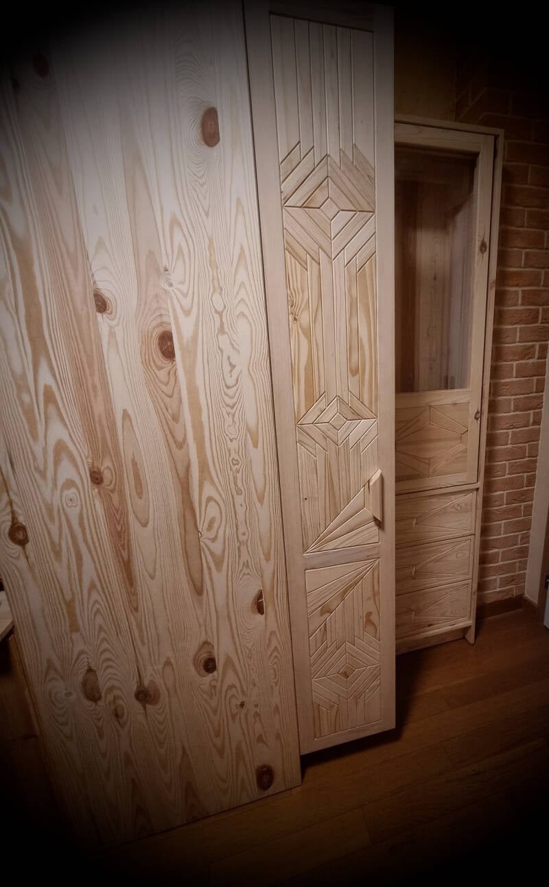 Dressing + vitrine - Pin massif