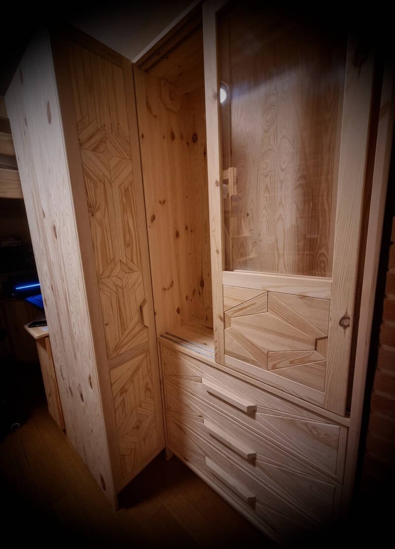 Dressing + vitrine - Pin massif