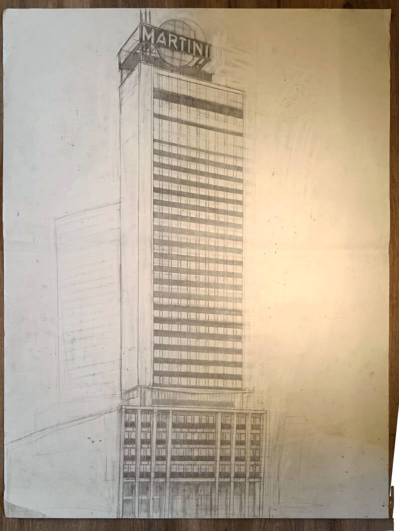 Martini Toren, potlood op papier - uniek exemplaar - te koop