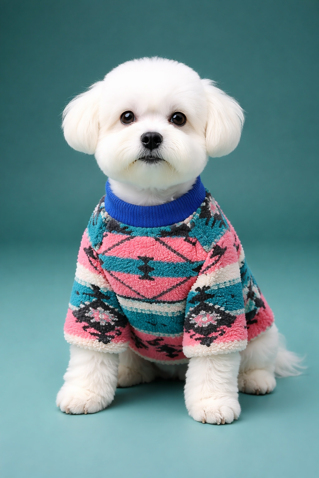 Hondensweater Bohemian Blauw/Roze