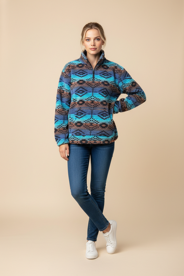 Fleecetrui Bohemian,  Blauw