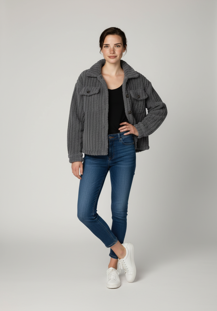 Fleecevest Kort Model, Grijs