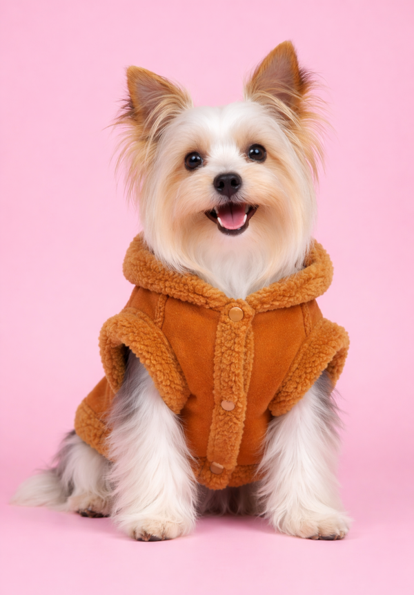 Stijlvol Suède-Look Hondenjasje – Warm en Comfortabel (donker)