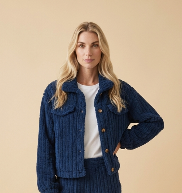 Fleecevest Kort Model,  Blauw