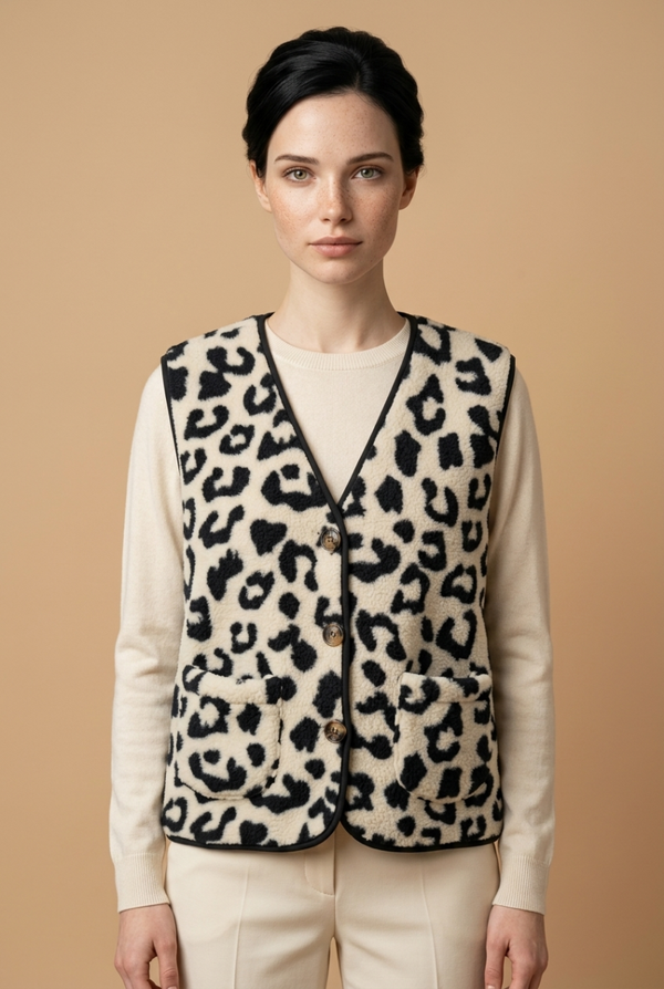 Fleece Gilet Leopard
