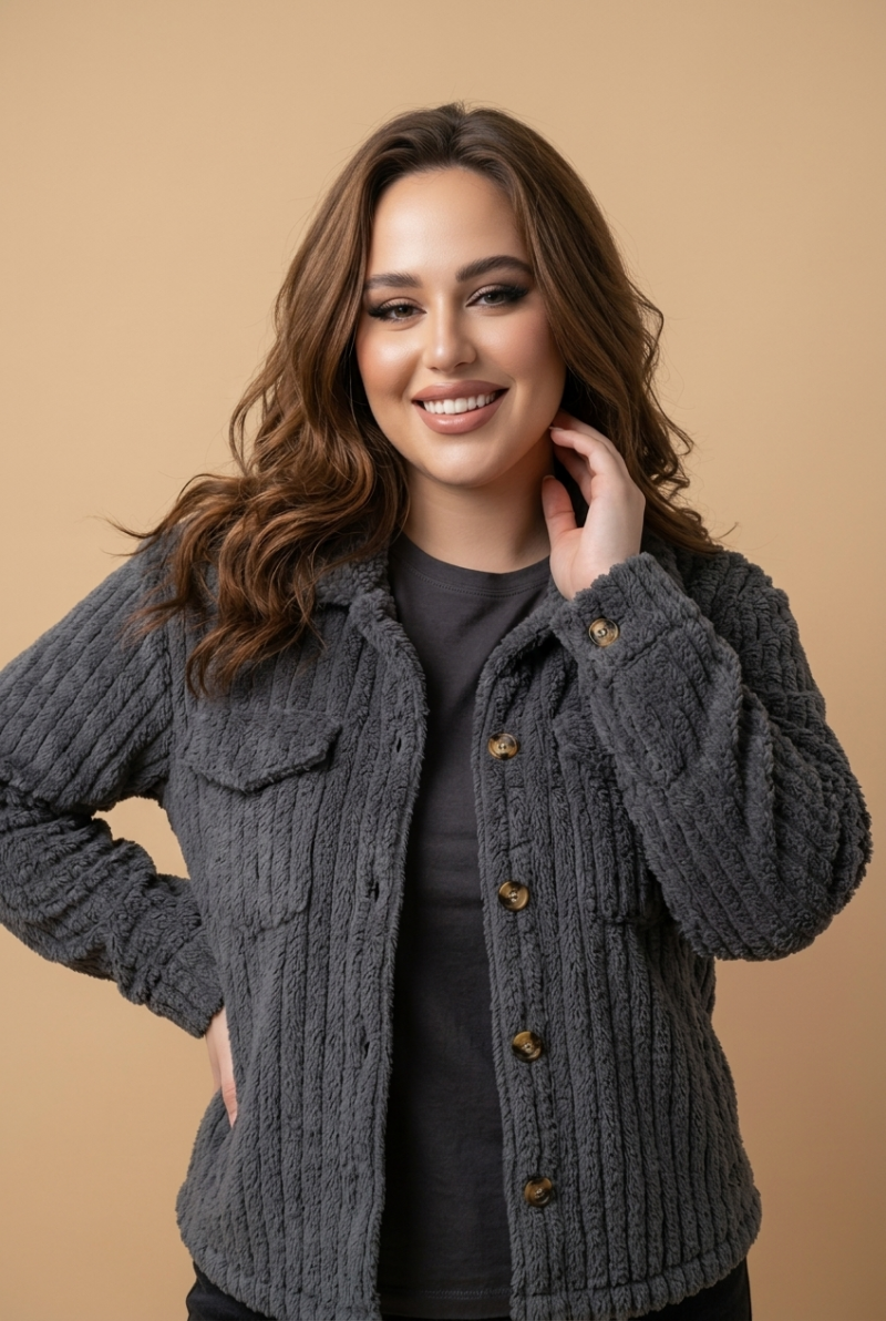 Fluffy vest dames, antraciet