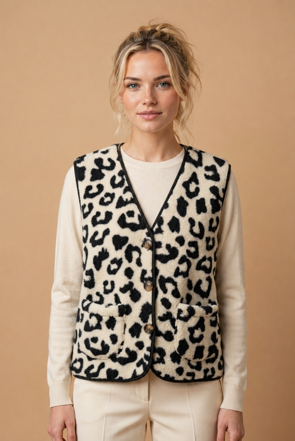 Fleece Gilet Leopard