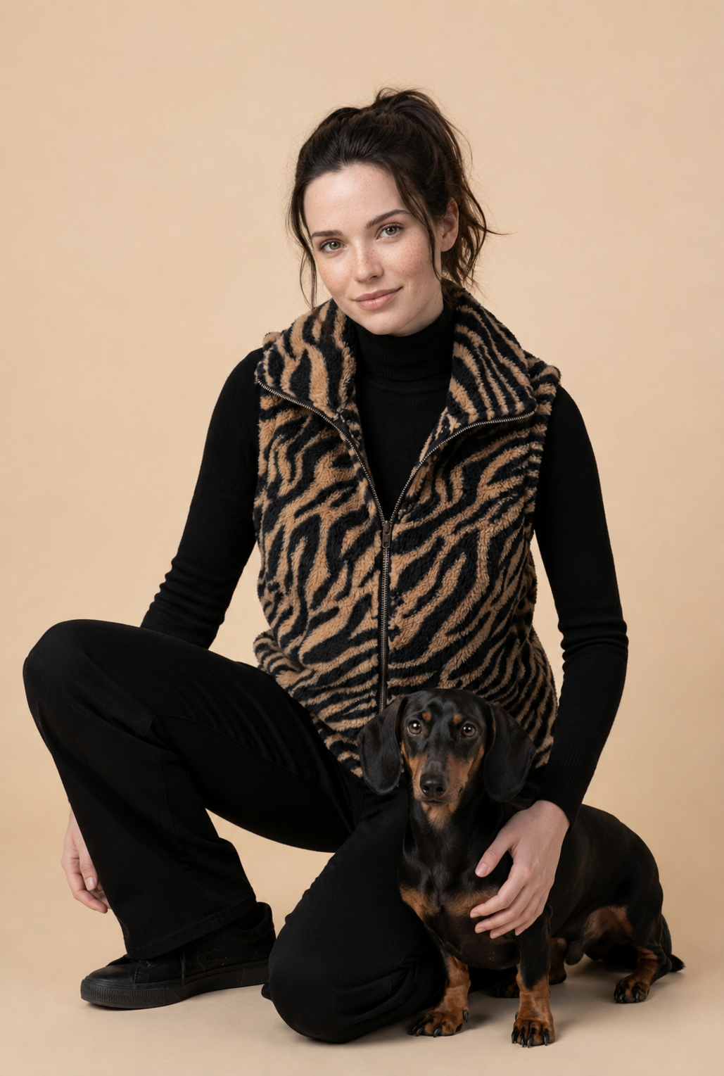 Fleece Gilet Zebra Bruin/Zwart