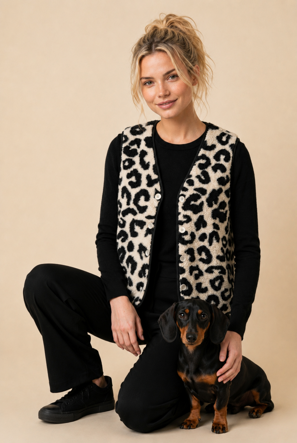 Teddy Gilet, Leopard Lang