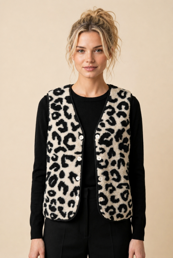 Teddy Gilet, Leopard Lang