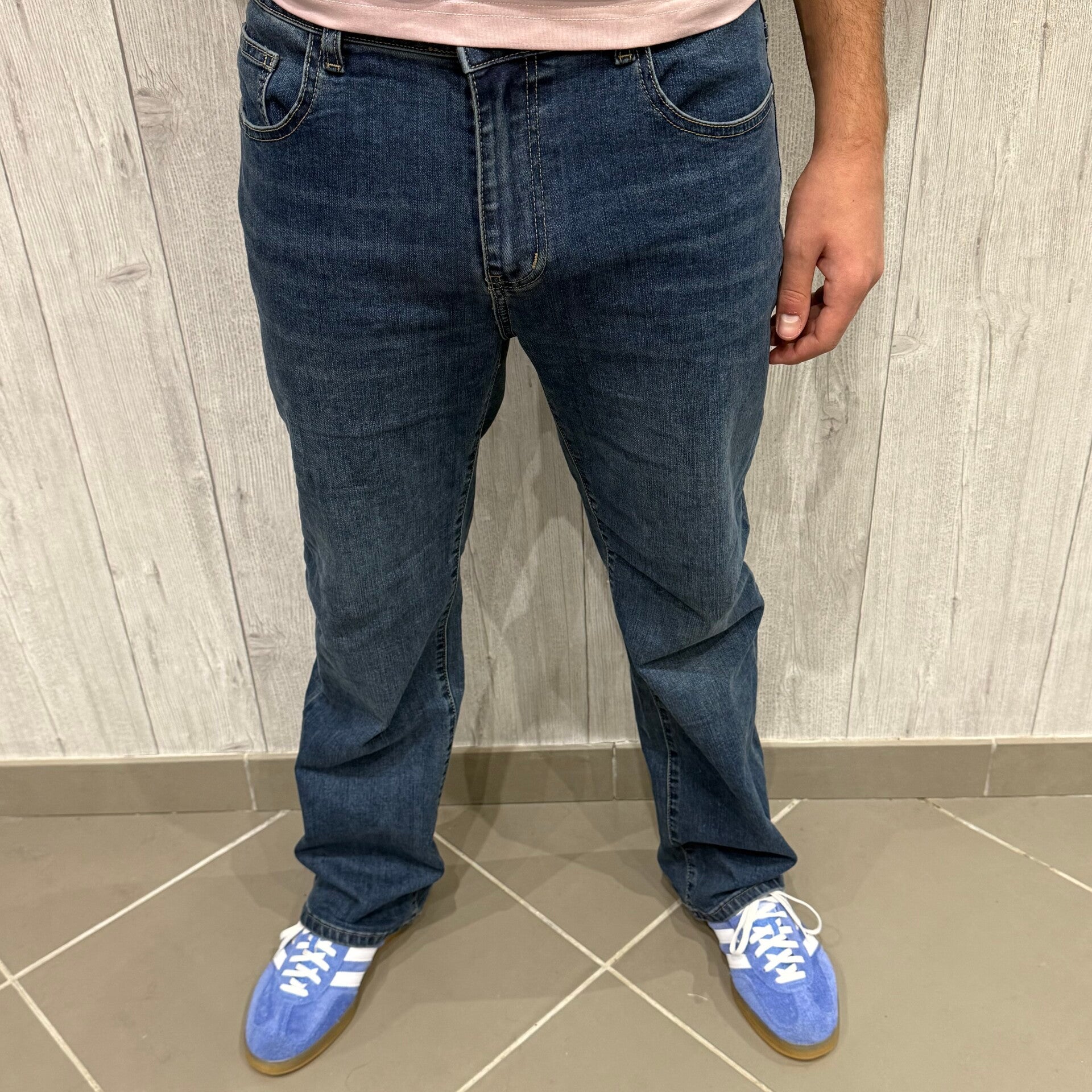 Jean bleu coupe large
