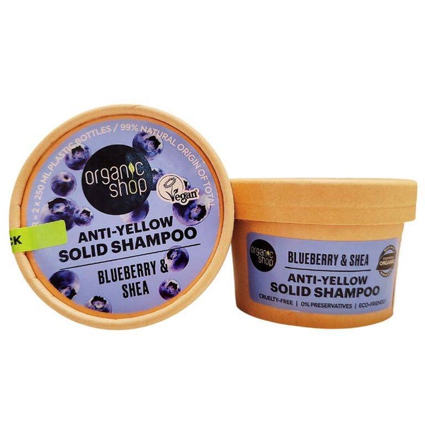 Champú sólido Antiamarillo Arándano & Karité- Organic Shop- 60gr.