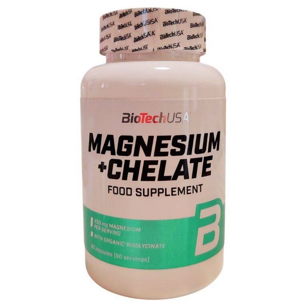 Magnesio quelado- BiotechUSA- 60 cápsulas de 250mg.