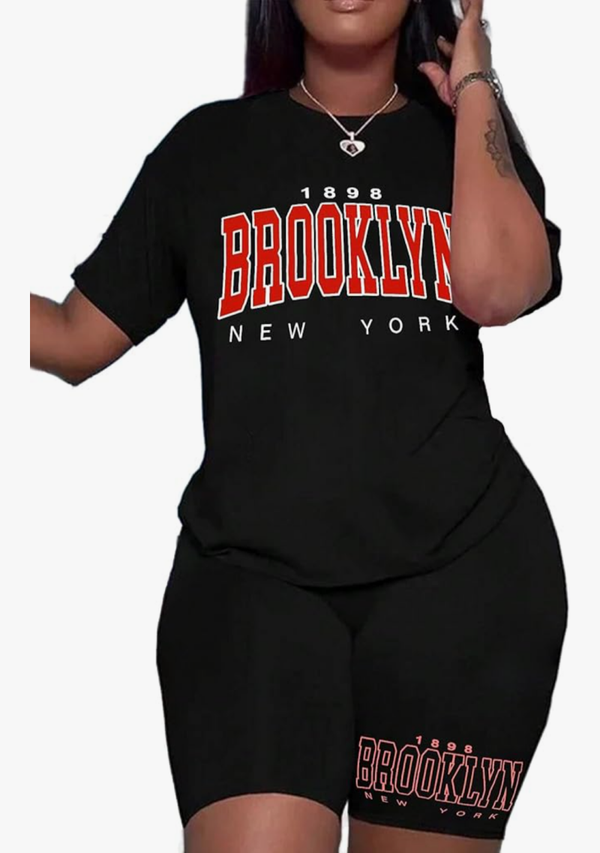 Women 2 Pc Outfit Shorts-Black
