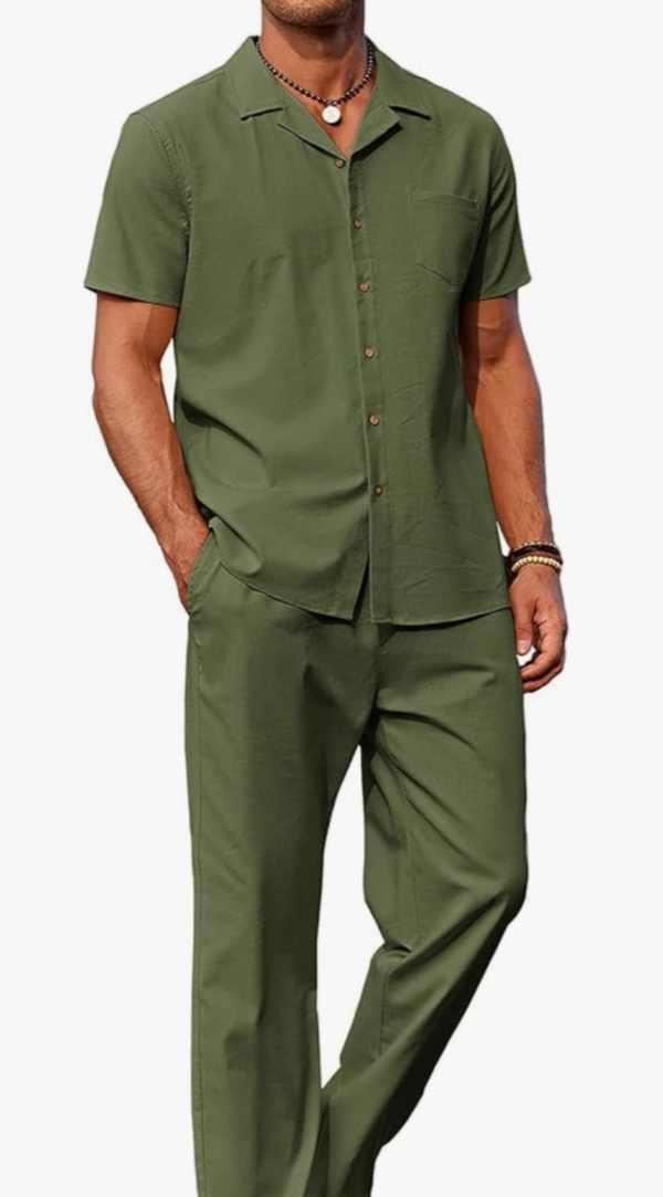 Men Casual Beach 2 Pc Sets-Army Green