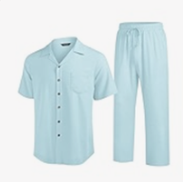 Men Casual Beach 2 Pc Sets-Light Blue