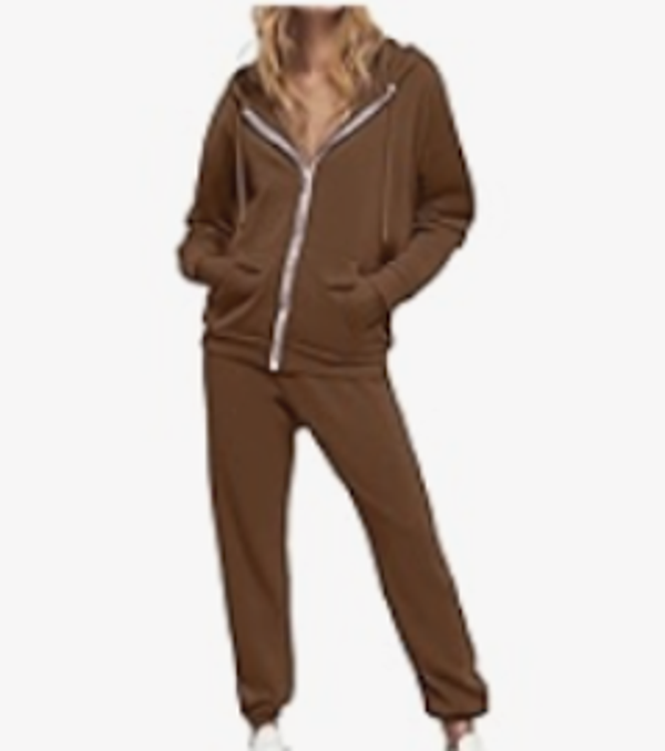 Tracksuit Long Sleeve Sweatsuit-Coffee Brown