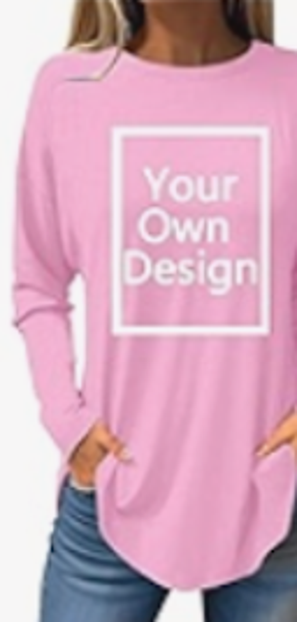 Custom omen Long Sleeve Round Neck Shirts-Pink