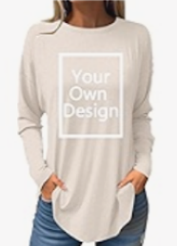 Custom Women Long Sleeve Round Neck Shirts-Beige