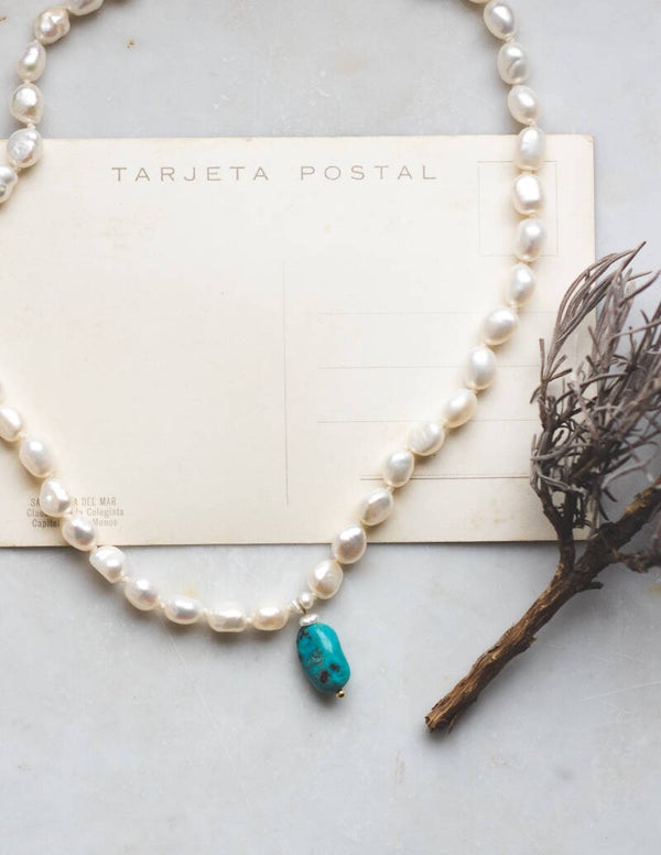 FRESHWATER PEARL & TURQUOISE NECKLACE