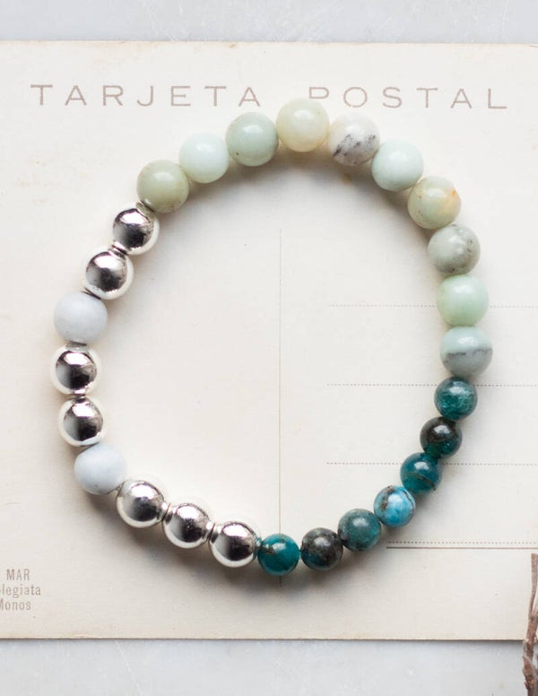 AQUAMARINE, SILVER HEMATITE, APAIT & OCEAN JASPER