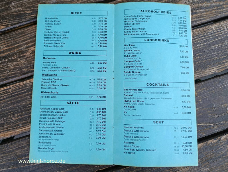 Speisekarte Die kleine Welt 