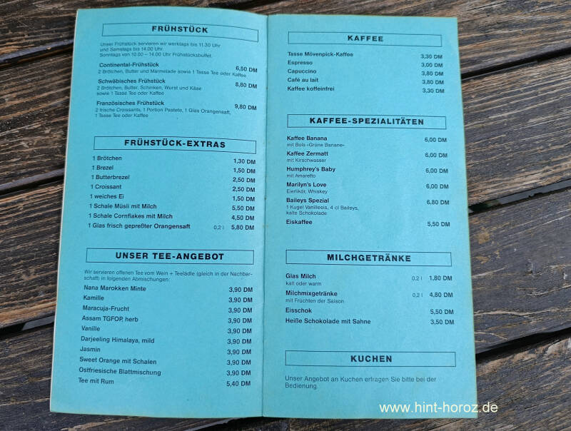 Speisekarte Die kleine Welt 