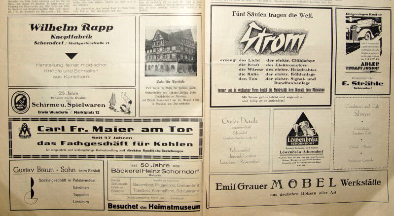 Zeitungsanzeigen 1938