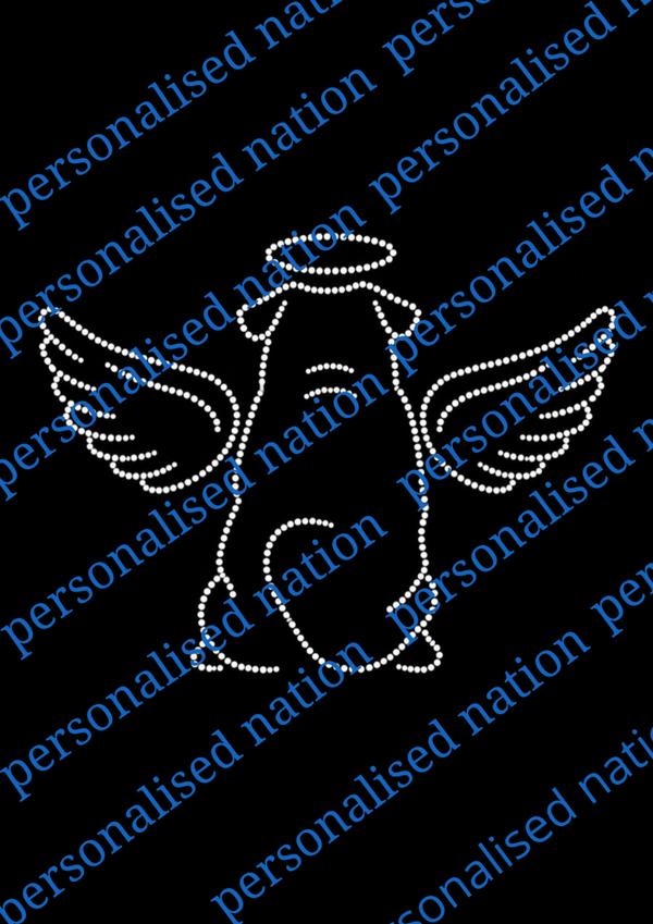 Angel Pug Rhinestone  Template – Halo & Wings template Design
